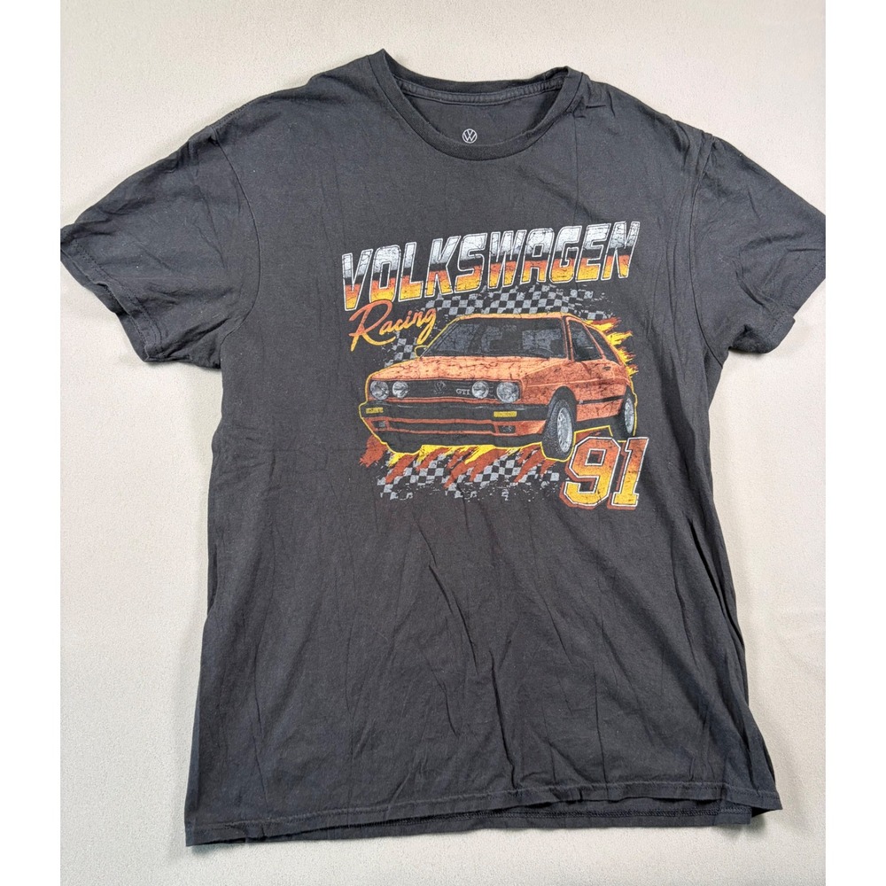 Volkswagen Racing 91 GTI Graphic T-Shirt Mens Large Black Cotton VW Car Tee